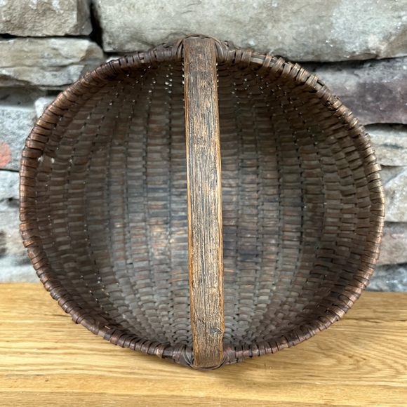 Vintage Accents Vtg Hand Woven Egg Basket Farmhouse Wood Handle